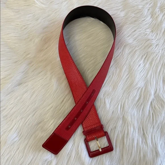 Christian Dior Vibrant Red Textured Aniline Cowhide Leather Belt Size L - Picture 8 of 14